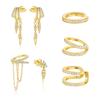 Statement 18K Gold Plated Fine Jewelry Dangle Earrings 925 Sterling Silver Zircon Tassel Stud Earrings Sets for Women