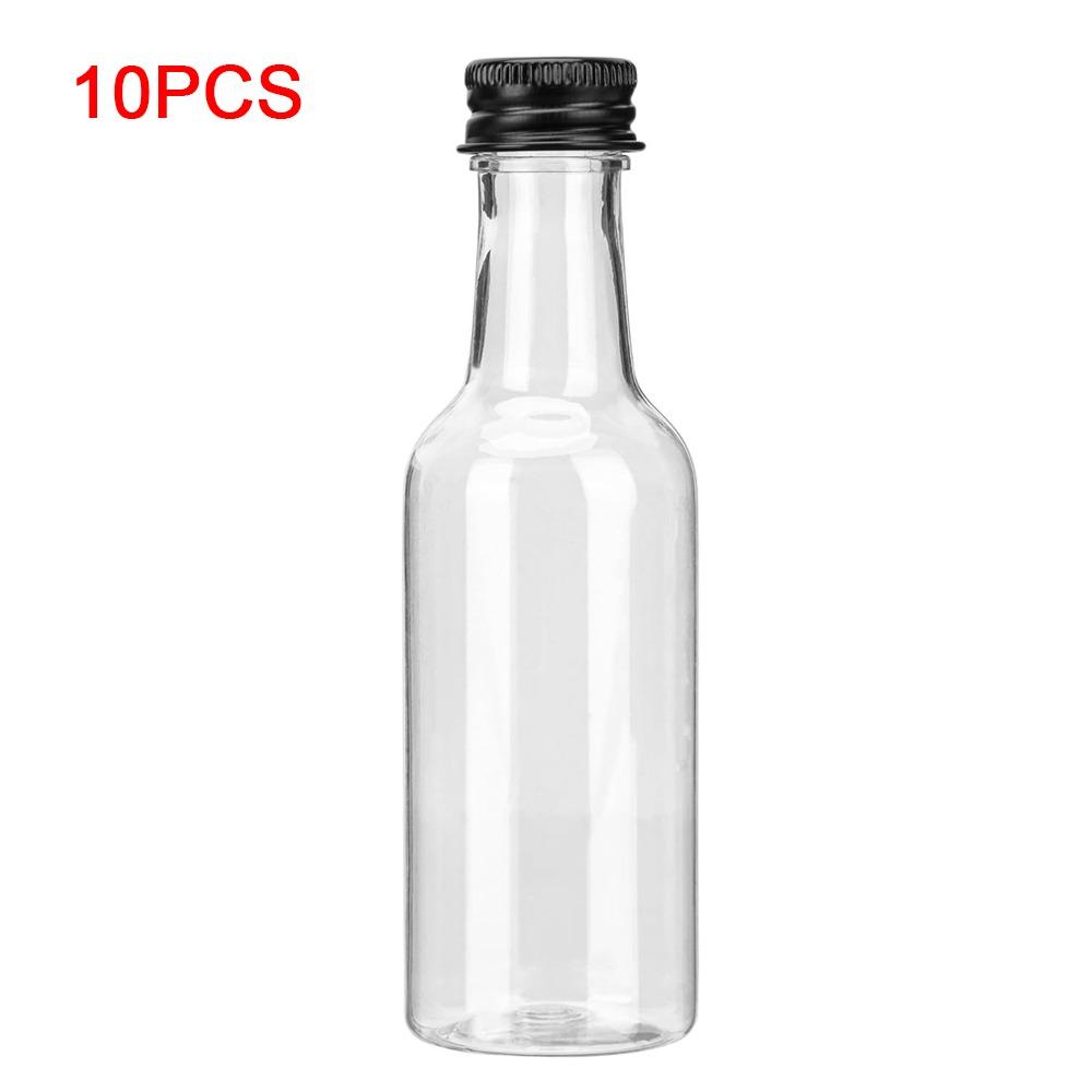 Silver Caps Plastic Spirit Bottles 50ml Capacity Travel Liquid Container Wedding Party Decoration