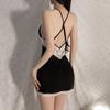 Nightgown Women's Latest Solid Color Lace Sexy Nightgown Women Dress with Padded Backless Suspender Nightgown Home Clothing