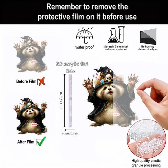 Car Hanging Ornament Cartoon Animals 2D Flat Acrylic Car Rearview Mirror Charm Halloween Auto Interior Pendant for Window Wall