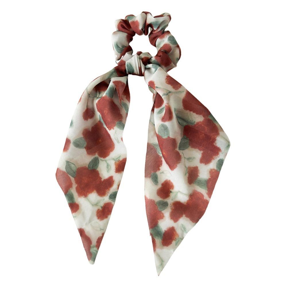 Fashion Hair Scrunchies Triangle Scarf Floral Tie Dye Chiffon Elastic Hair Bands  Summer Beach