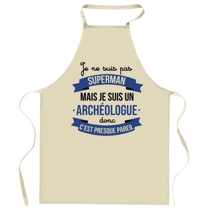 Tablier de cuisine - Archéologue Superhéros - Coton résistant - Impression durable (France) - Liens ajustables