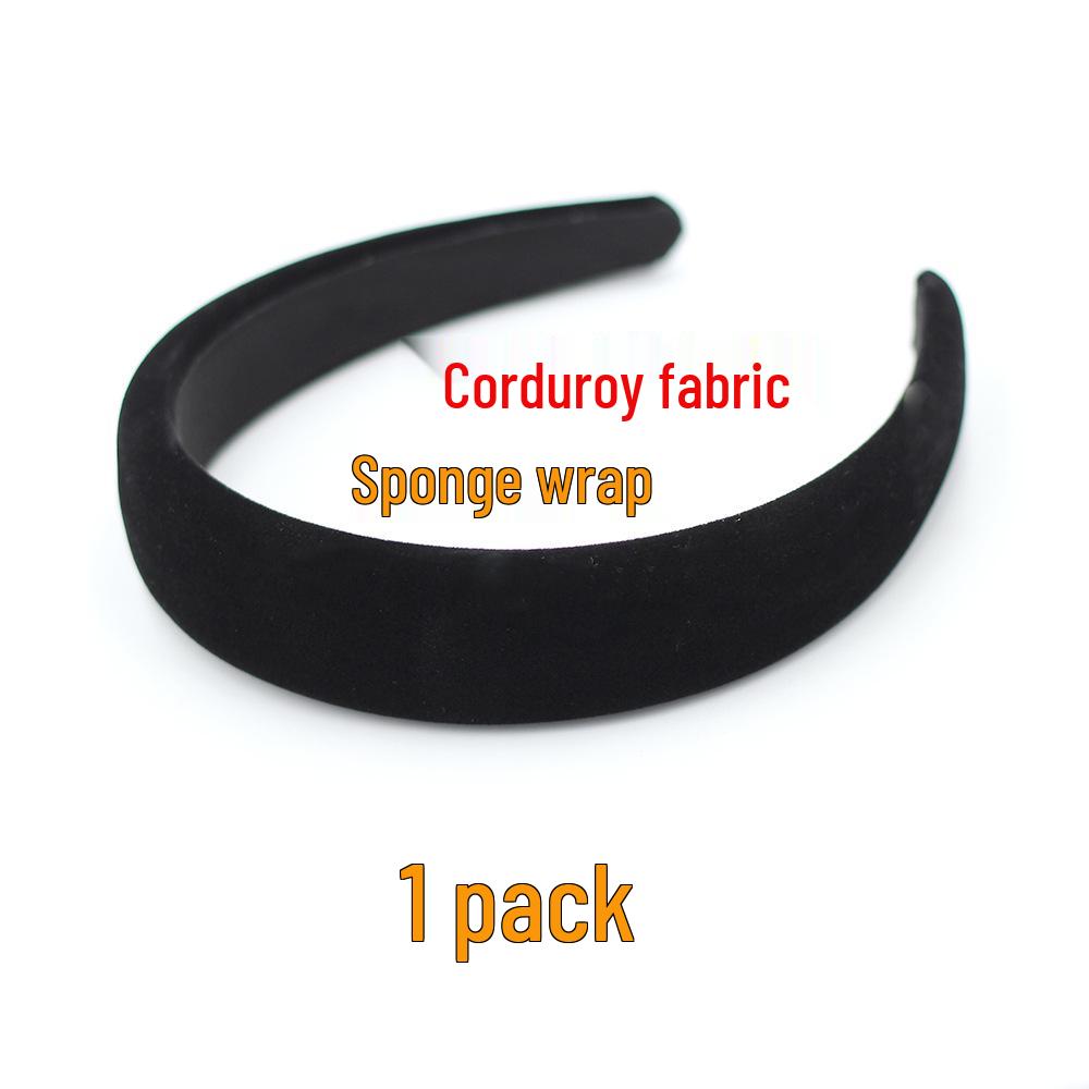 

3 см Черный Вельветовый Толстый Поролоновый Ободок: Самодельный аксессуар для волос чёрный