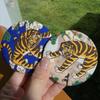 Handmade Korean Hand Mirror featuring Tiger "Derpy" and the Magpie "Sussie"