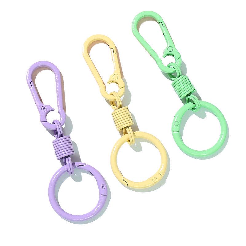 Colorful Zinc Alloy Carabiner Keychain with Rebound Finger Ring