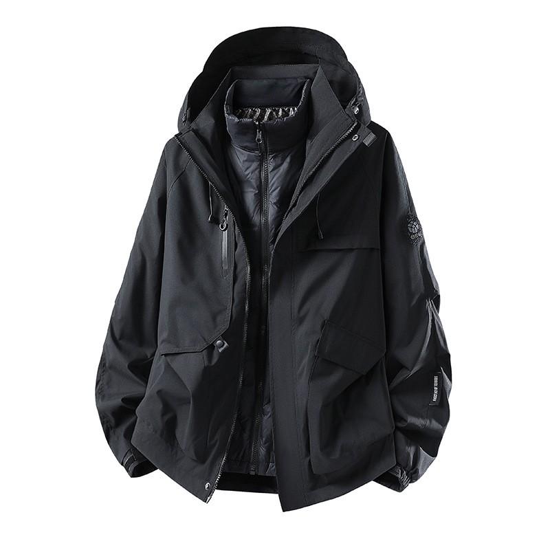 Veste d'extérieur 3-en-1 Amovible Imperméable Coupe-vent Doublée Polaire pour Hommes Femmes Randonnée