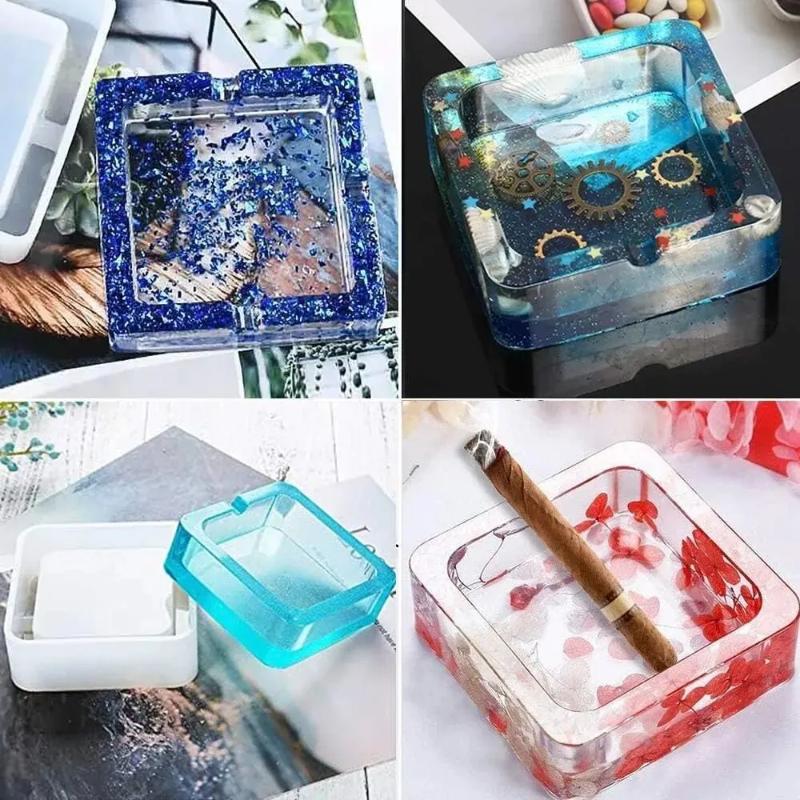 Silicone Mold Ashtray Resin Mold Heart Square Mold For DIY Resin UV Crystal Epoxy Crafts Crystal Ashtray Home Decoration