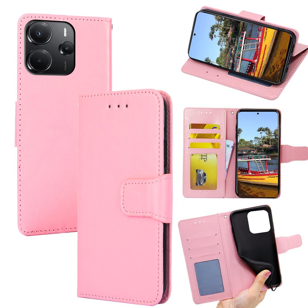 

For Xiaomi Redmi Note 14 4G (164.84mm) Case Wallet PU Leather + TPU Folding Stand Phone Cover F