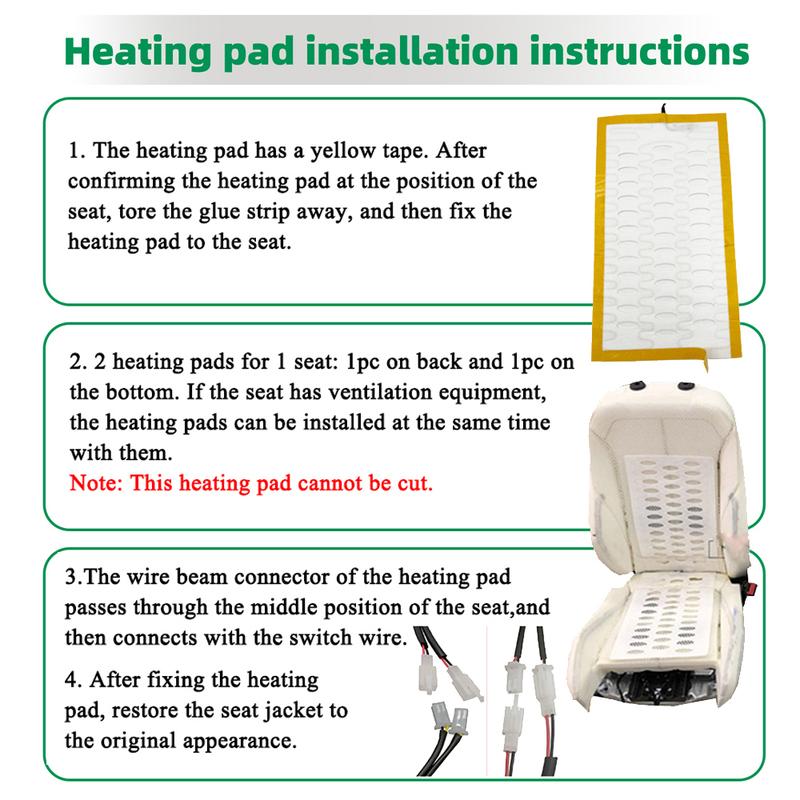 Universal Built-in 12V Car Seat Heater Kit Fit 2 Seats with 4 Heating Pads MAX 108W and 3 Levels Dual Control Switches System
