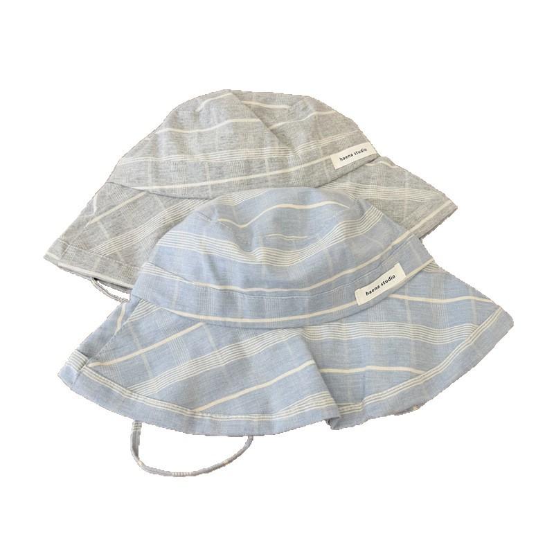 Small fresh striped fisherman's hat children's summer new literary and artistic travel show washbasin hat wide brim sun hat