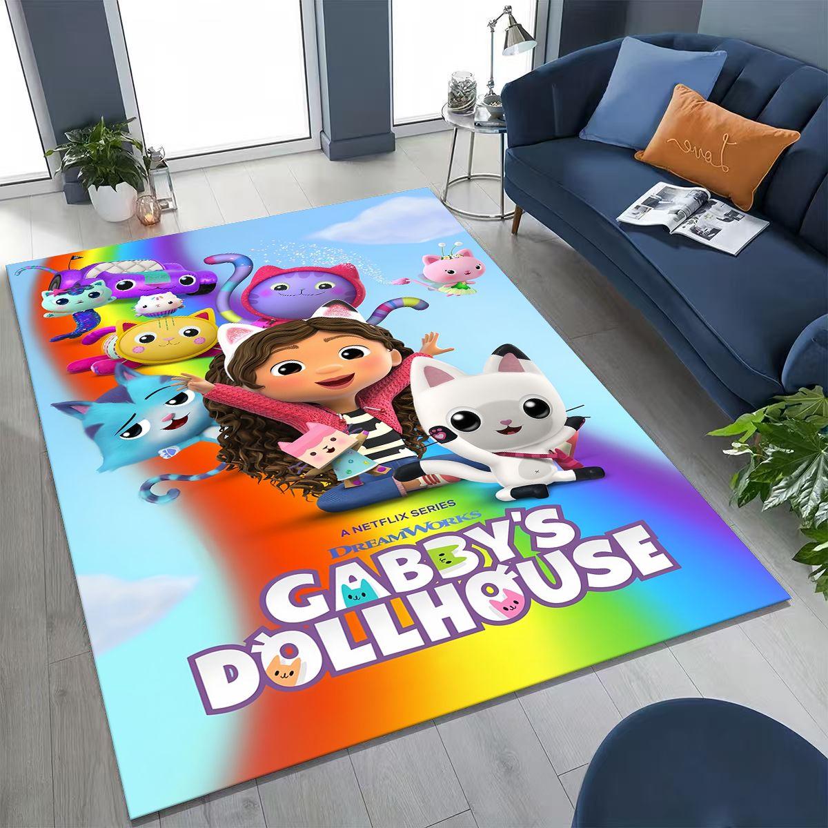 

3D Cartoon Cute Gabbys Dollhouse Girl Gift Rug for Bedroom Living Room Sofa Home Doormat Decor, Large Kids Non-slip Floor Mat 40x60cm( 15x23in )