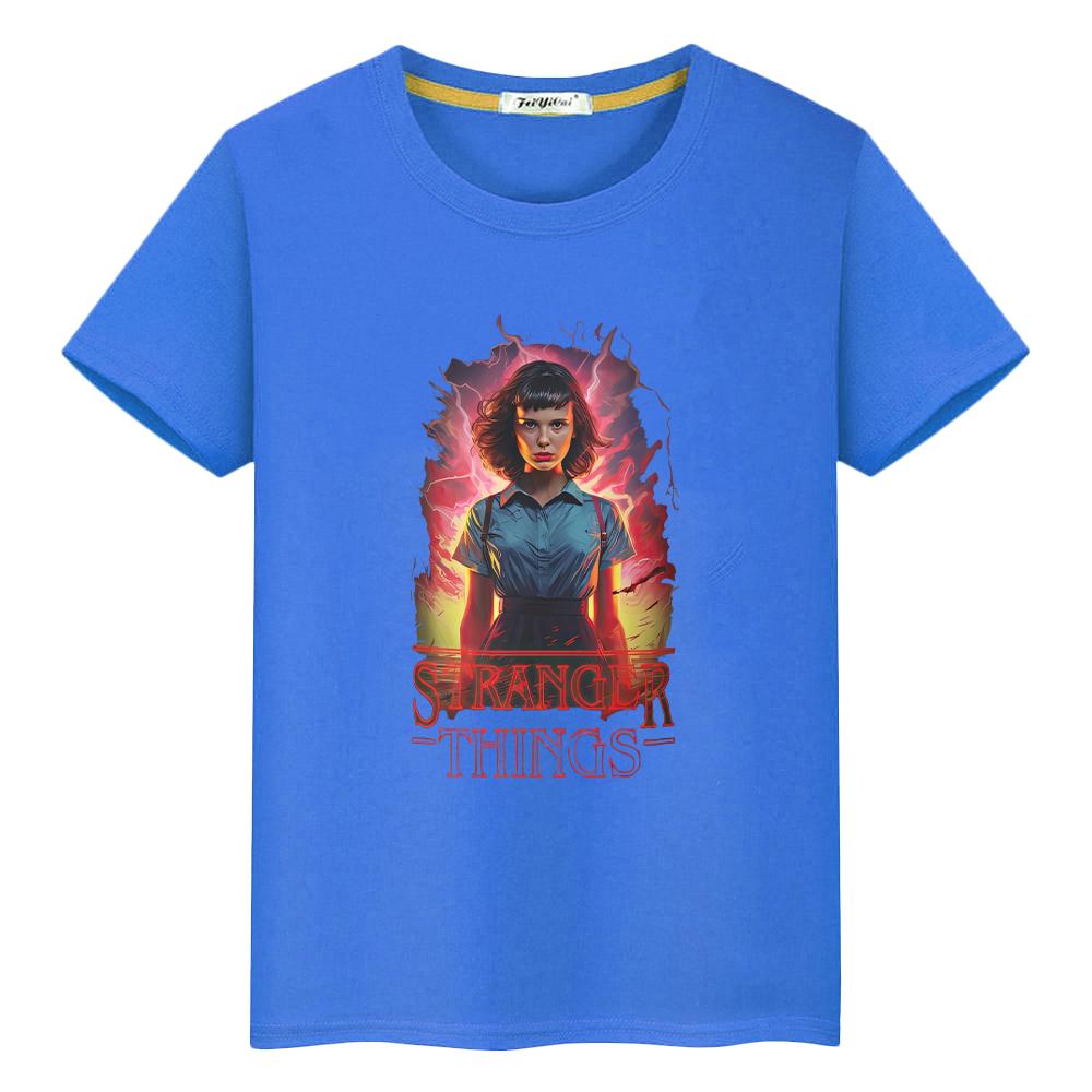 Koszulka z nadrukiem stranger things dla dzieci chłopiec10lat 100%Bawełna Bluzki Koszulki Anime Kawaii Krótki t-shirt y2k one piece ubrania dla dzieci dziewczynki