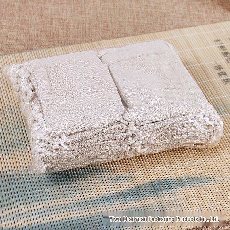 Handmade White Cotton Linen Drawstring Jewelry Bag