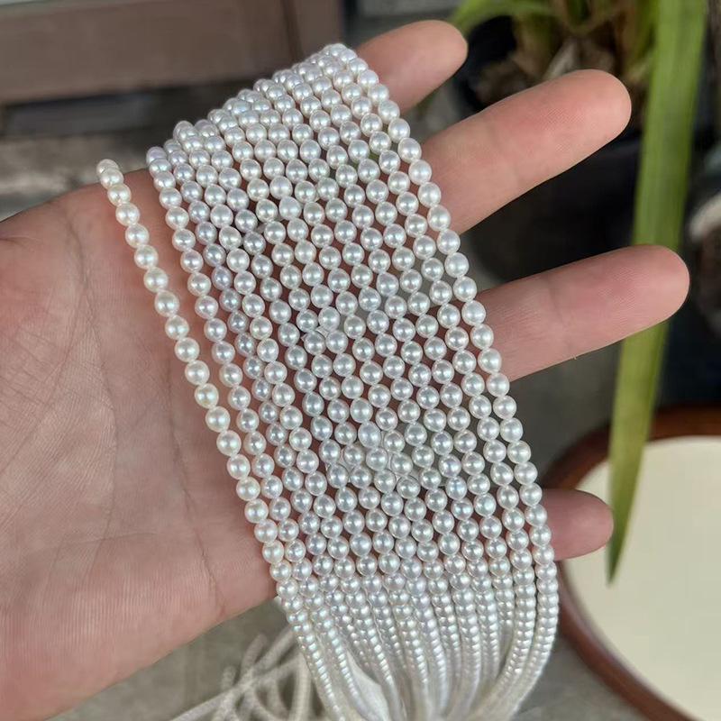 

Ожерелье из речных жемчужных бусин 3-4 мм, DIY, ручная работа, россыпные бусины, высококачественный материал белый