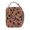 Witch Black Cat Pumpkin Halloween Pattern Insulated Lunch Bag for Women Kids Portable Food Boxes Thermal Lunch Box Tote