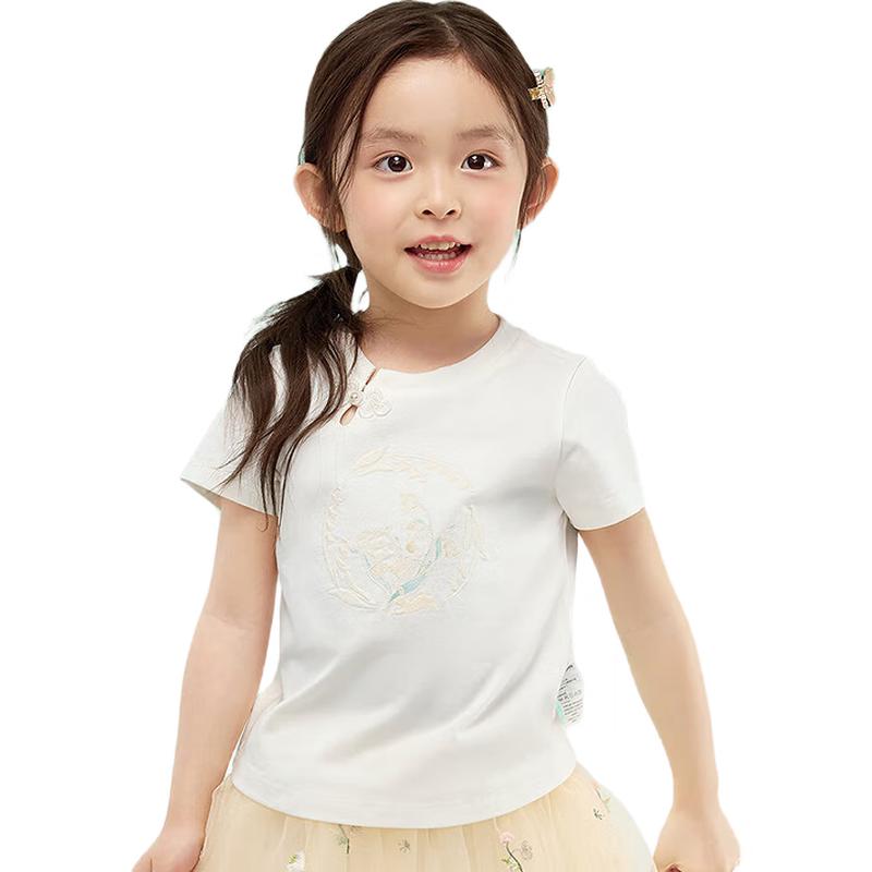 

Girls New Chinese Style Embroidered Short-Sleeve T-Shirt
