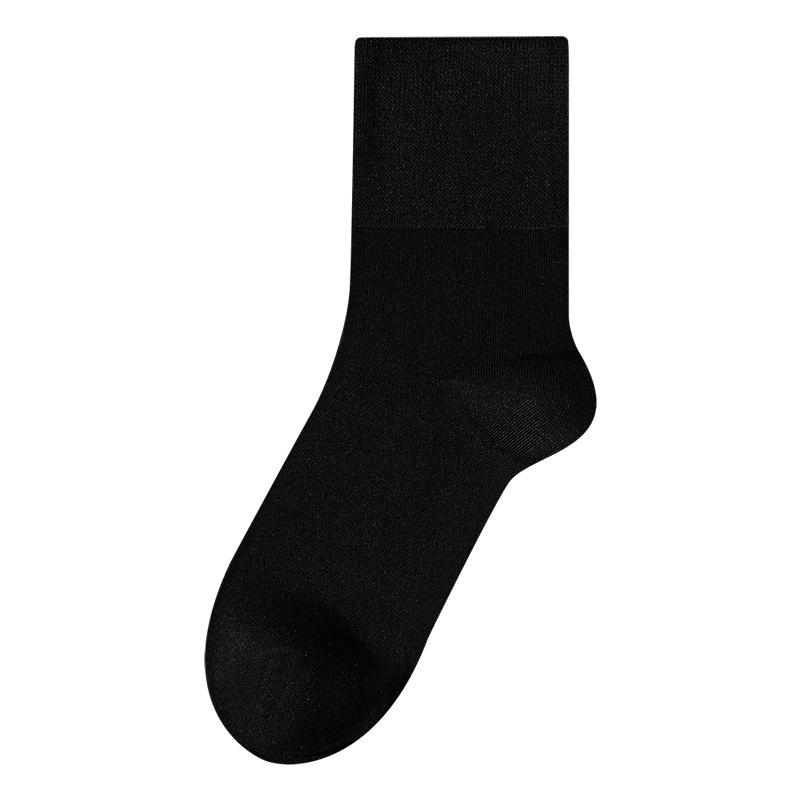 Men's Autumn Black Business Socks Made of Mulberry Silk, Loose-fitting Mid-calf Socks, Antibacterial Socks