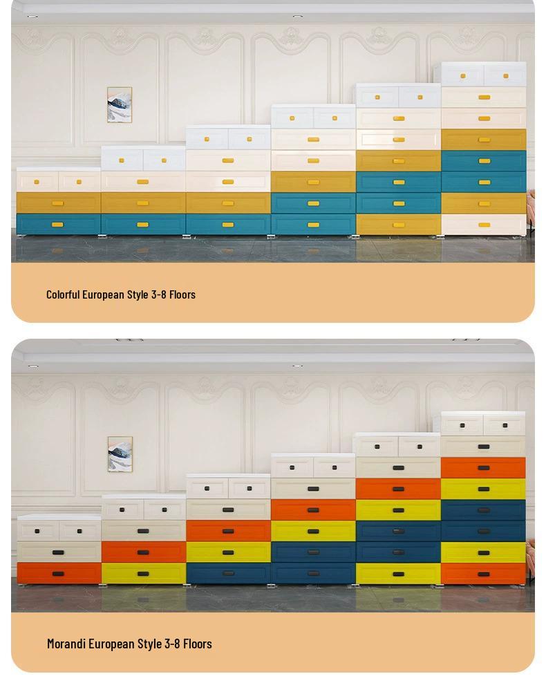 Multilayer Plastic Storage Cabinet: Drawer-Style for Bedroom and Nursery
