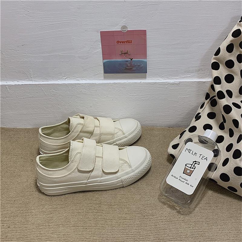 

Новые студенческие парусиновые туфли белые дикие повседневные туфли на плоской подошве для пар, кроссовки на платформе с пряжкой на ремне, женские вулканизированные туфли 35