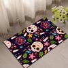 Vibrant Day of the Dead Skeleton Area Rug - Colorful Skull & Floral Design, Crystal Velvet, Perfect for Living Room, Bed