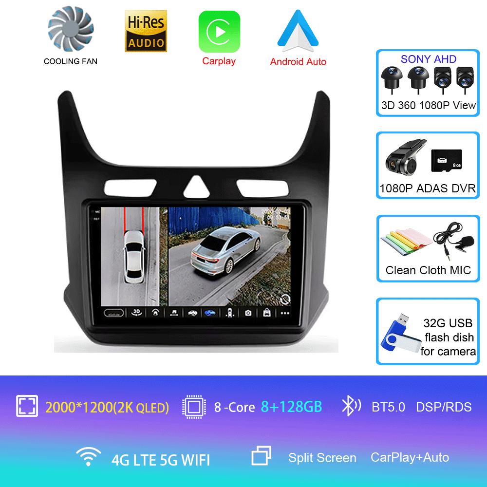 Car Radio Android 14 Carplay for Chevrolet Cobalt 2 2011-2018 Multimedia Video Player WIFI+4G GPS 2Din DVD Head Unit Stereo QLED