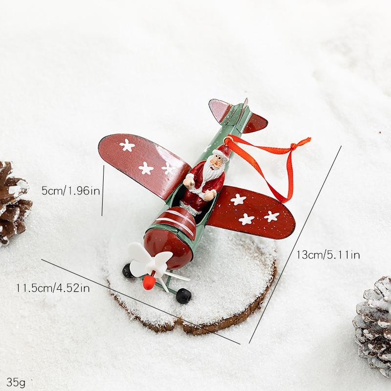 Christmas snowman old man elk plane wrought iron pendant hanging home desktop small ornament Christmas tree pendant