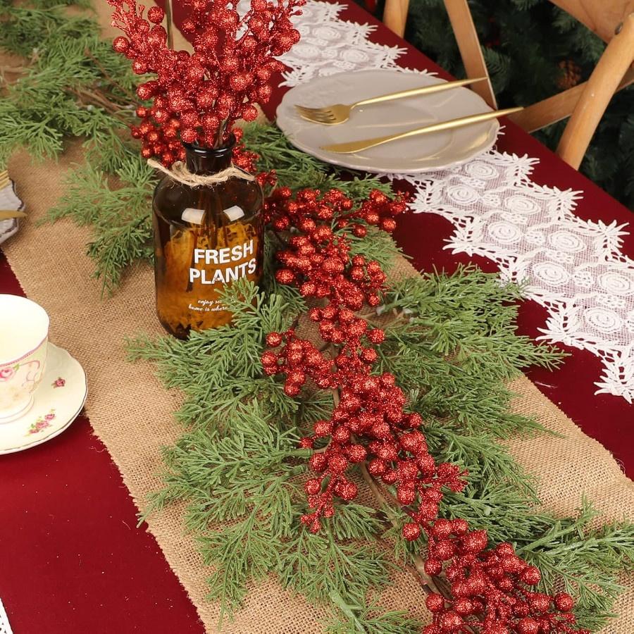 5-30Pcs 22cm Christmas Decoration Glitter Berrie Artificial Flower Bouquet Christmas Tree Ornaments for Home New Year 2026 Decor
