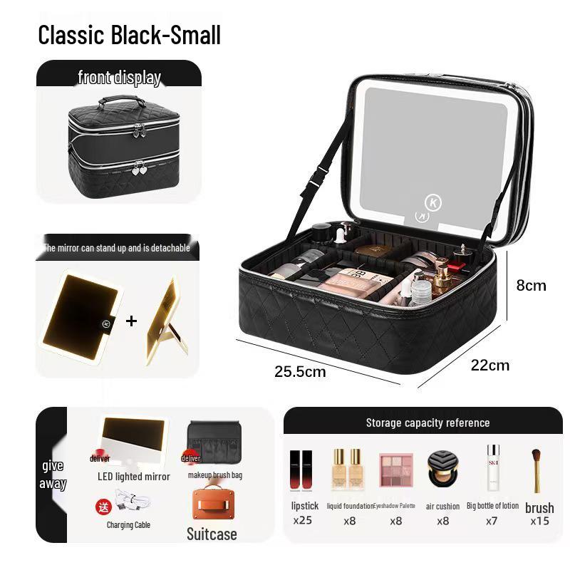 

2025 High-Capacity LED Makeup Case: Portable Travel Bag with Mirror & Light