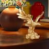 Resin Eagle Figurine Desktop Statue Decor Animal Sculpture Decorative Handmade Golden Color for Libraries Retro Eagle Sculpture