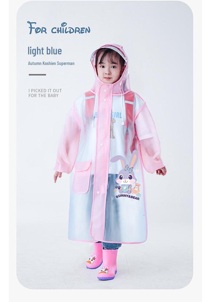 Children's Cartoon Raincoat with Backpack Slot - Large, Full-Body for Primary Students