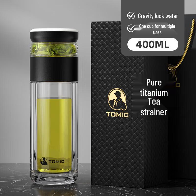 TOMIC Double-Wall Glass Tea Infuser Mug