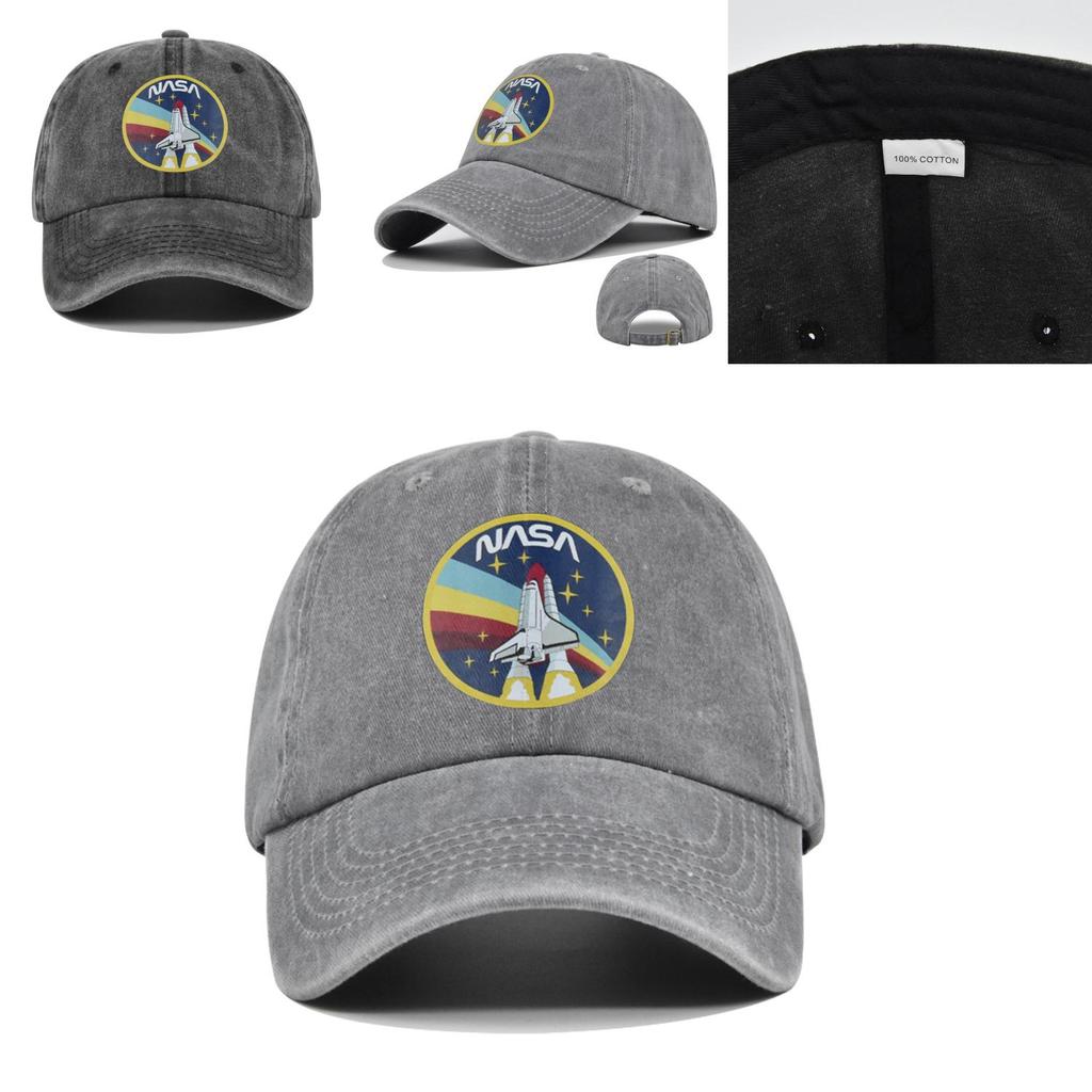 European And American Style Nasa Graffiti Print Baseball Cap Retro Bent Brim Hat Casual Cotton Hat