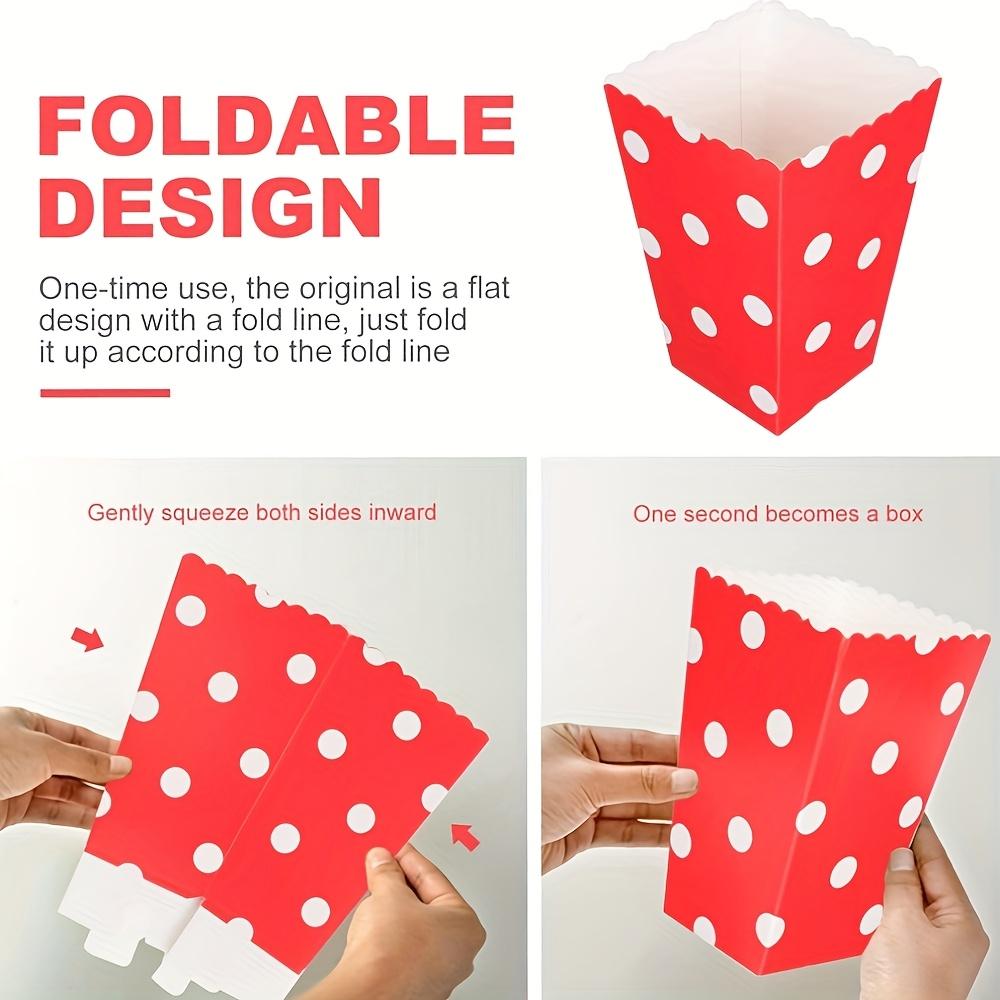 50pcs Red Polka Dot Paper Popcorn Boxes, Multipurpose Snack Containers for Weddings, Birthdays, Anniversaries, Bachelor Parties