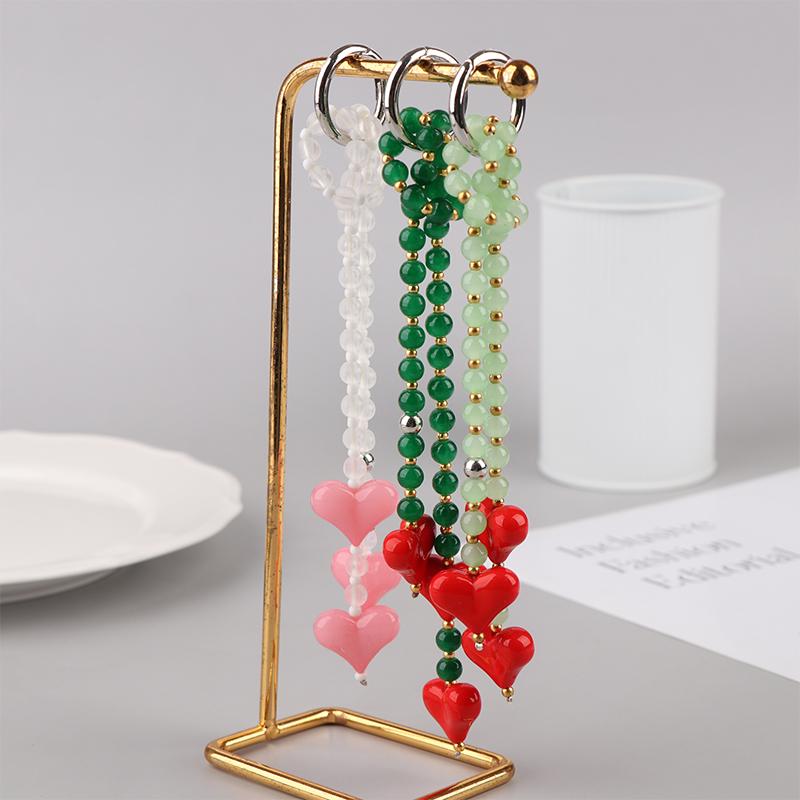 Bag Charm For Women Y2K Accesories Love Heart Pendant Colorful Beads Chain  Lady Jewelry