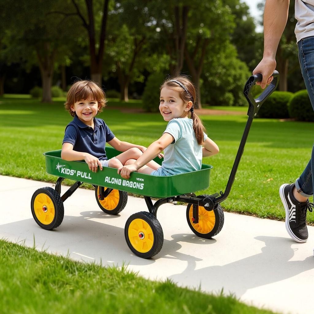Pull-Along Wagon for Kids, 101 Cm Toddler Wagons, Supports Up To 80kg, All-Terrain Wagons with Handle, Utility Wagon Cart Birthday Present for Kids