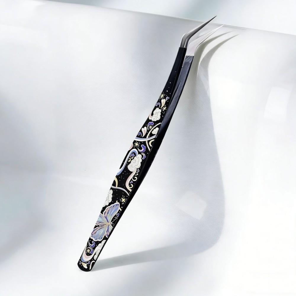 

High Precision False Eyelash Tweezers Metal Lashes Extension Tweezer Miniature Scene Stickers чёрный