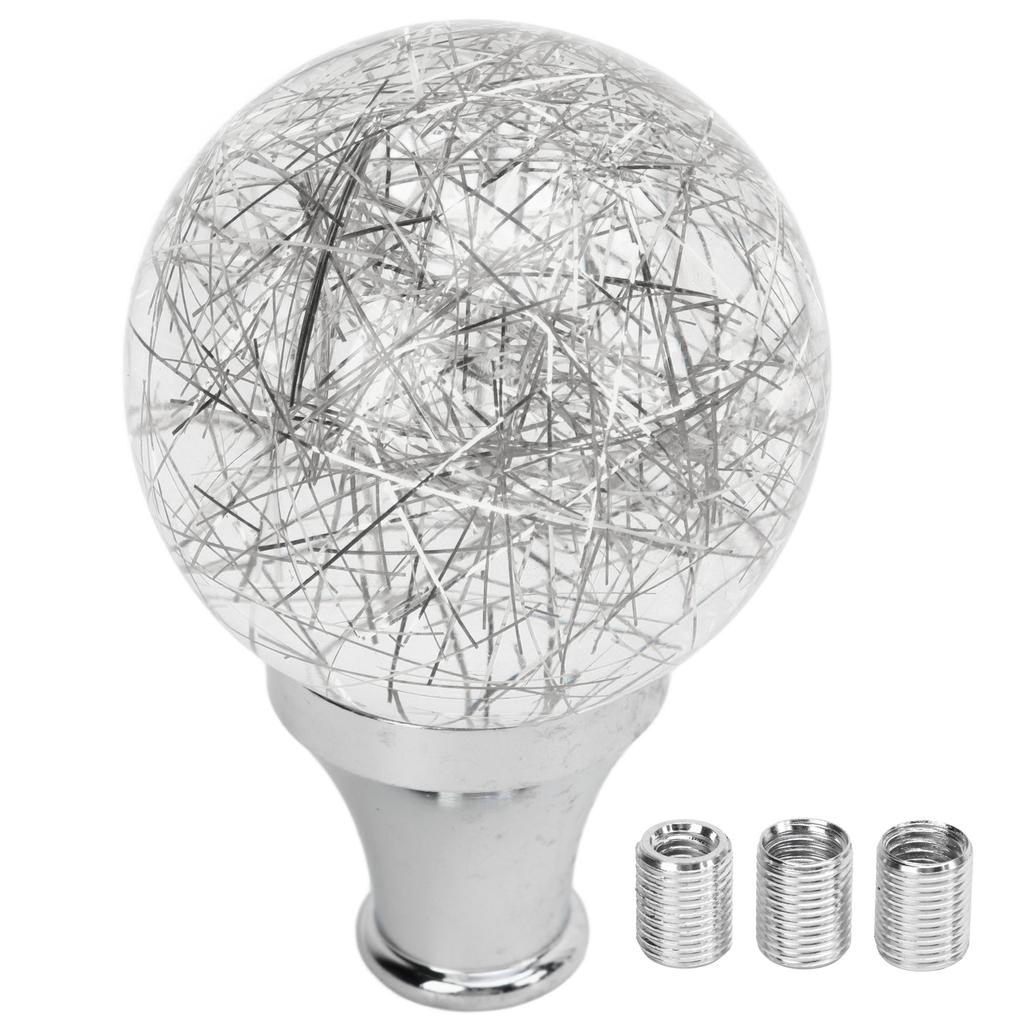 Universal Round Ball Shift Knob Modified Gear Shifter Head for Most Car Models with 3 Adapters Silver