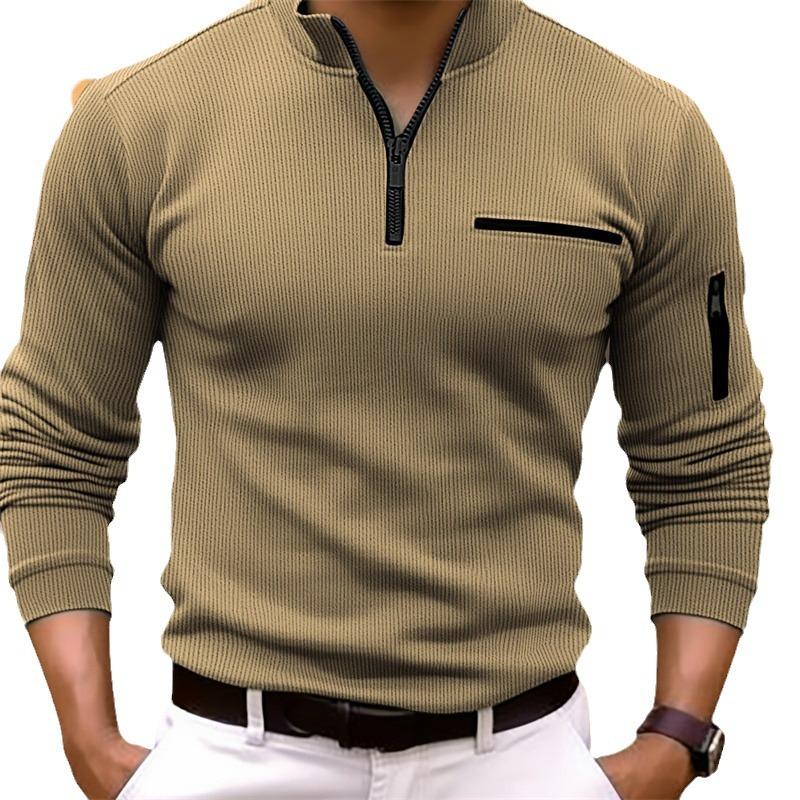Heren Poloshirt met Mouwrits Heren Gestreept Sporttop met Lange Mouwen