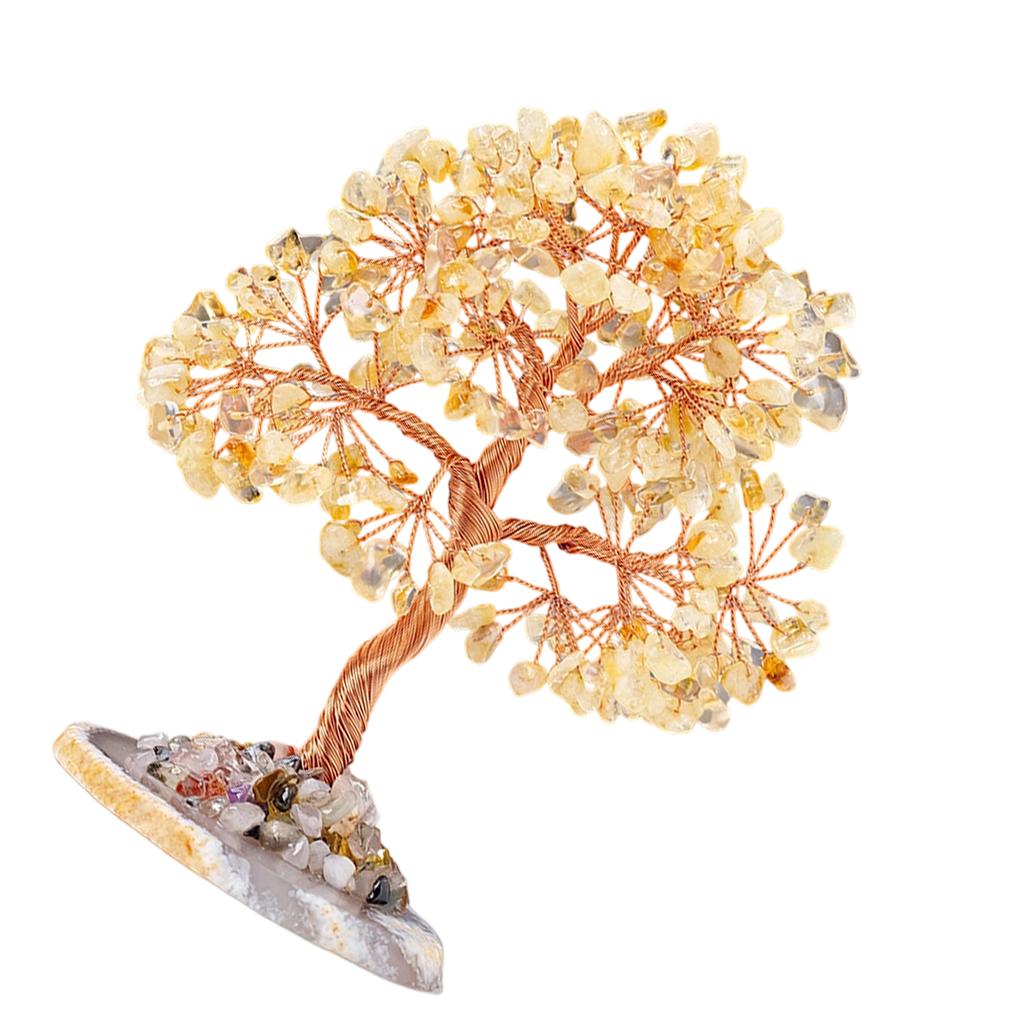 Crystal Stone Money Tree Sculpture Lucky Tree Enhancing Luck and Prosperities for Home or Office Display
