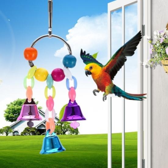 Pet Bird Bell String Chain Parrot Bite Zabawka do żucia Wisząca dekoracja klatki