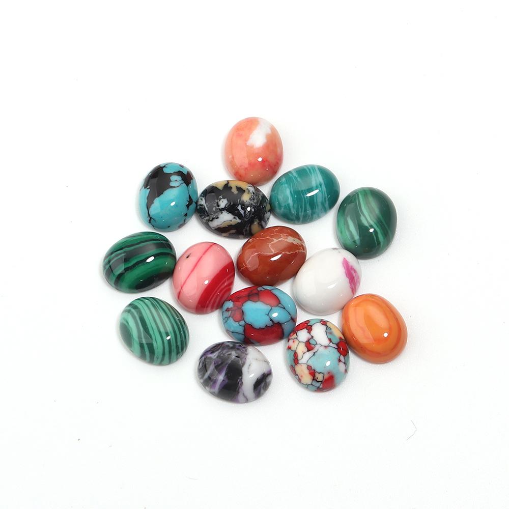 10 шт. Синтетический бирюзовый кабошон Овальный Печатный Плоская задняя сторона Камея Кабошон Свободные бусины Для изготовления украшений DIY Ожерелье Серьги