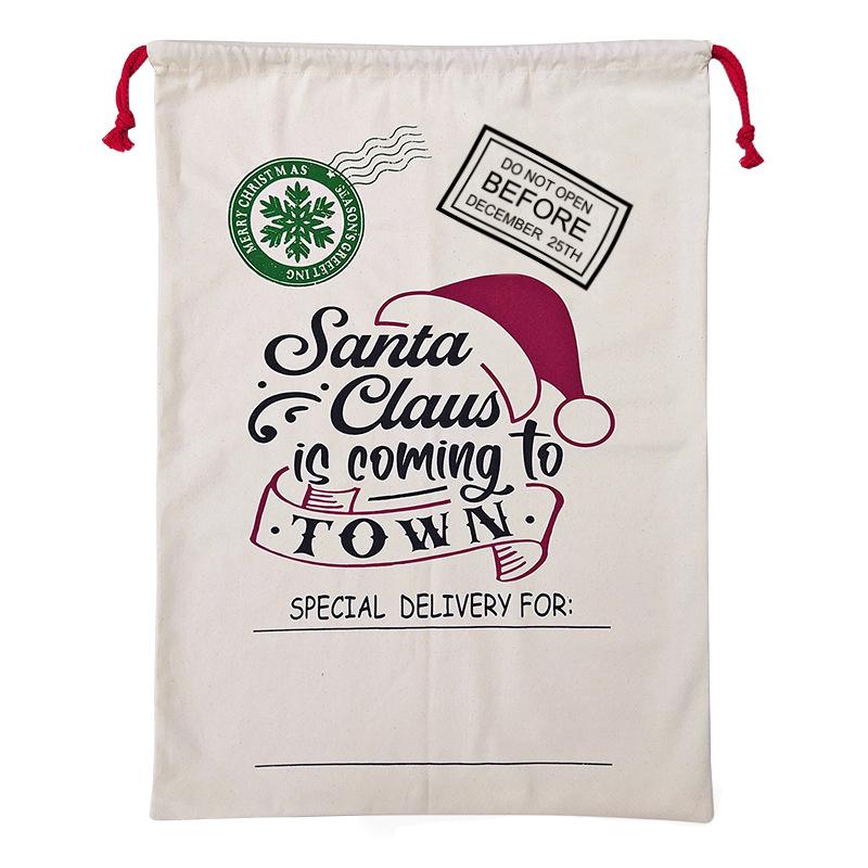 Extra Large Gift Bag Sacks For Presents Merry Christmas Candy Bundle Pockets Drawstring Bags Xmas Elements Printing