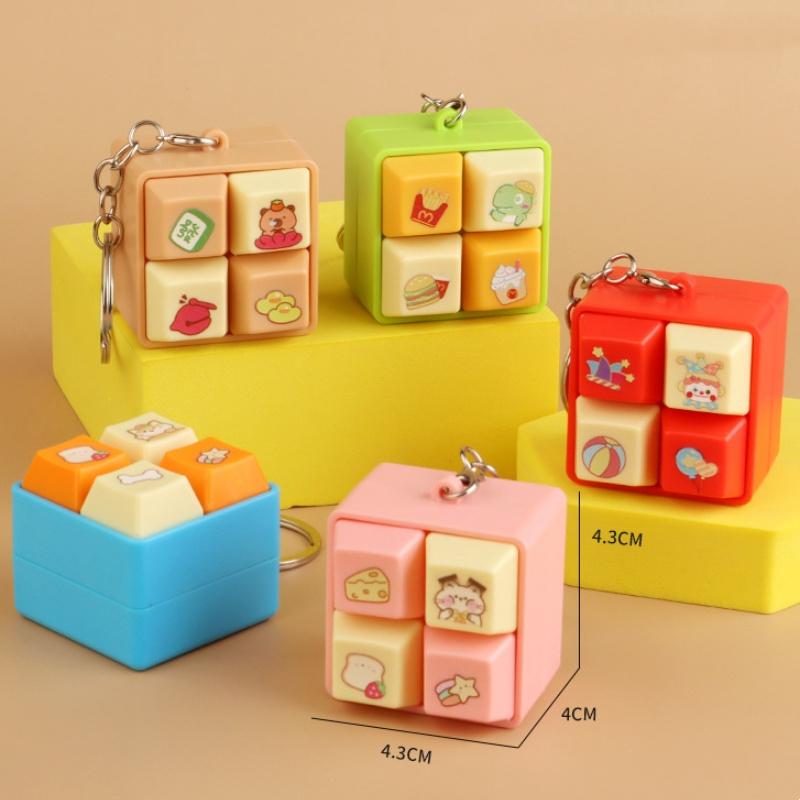 Relaxing Cartoon Keychain Diy Keyboard Keys Button Music Keychain Keycap Relief Stress Clicker Toy