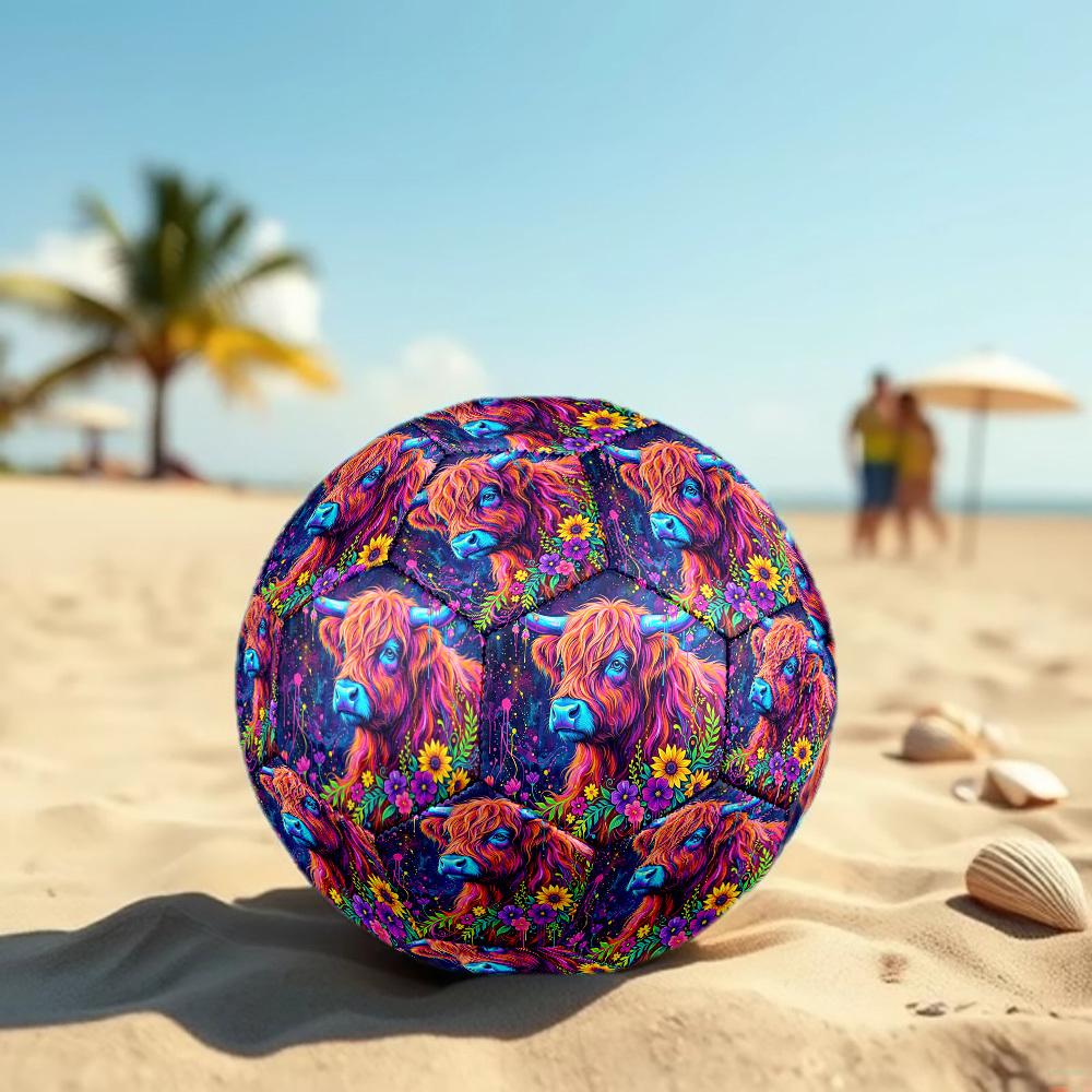1pc Colorful Highland Cow Durable Size 5 Soccer Ball Professional Match Training Football Indoor &Outdoor Sports Ball P60138