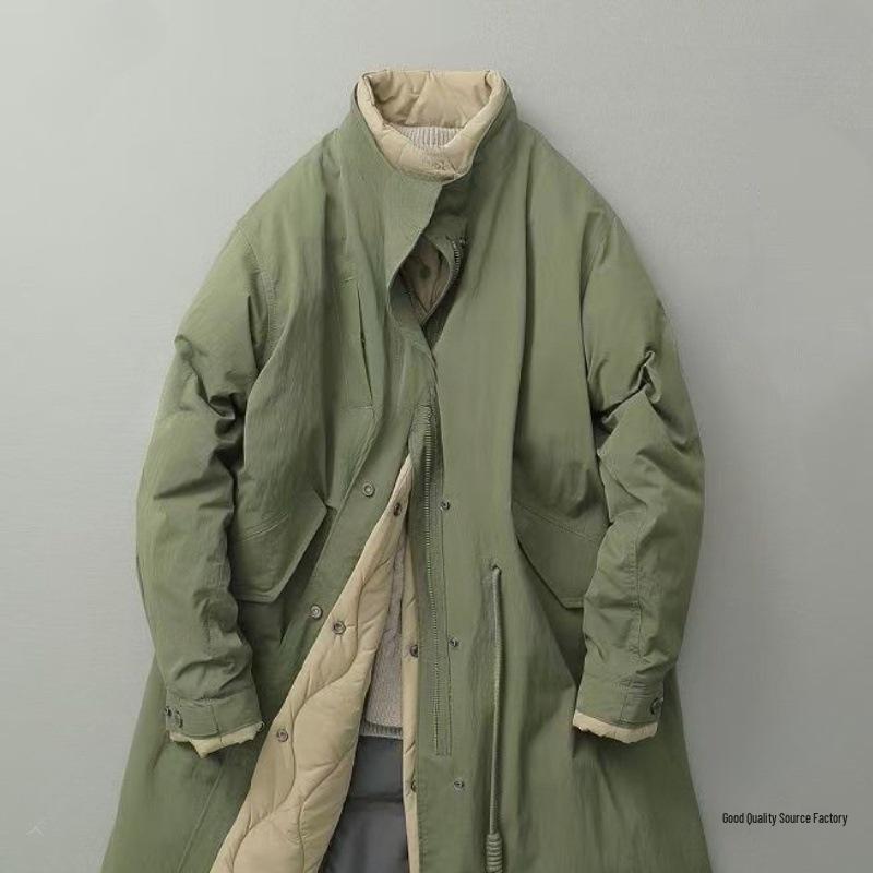 Men's Mid-Length Winter Retro Stand Collar Cotton Coat