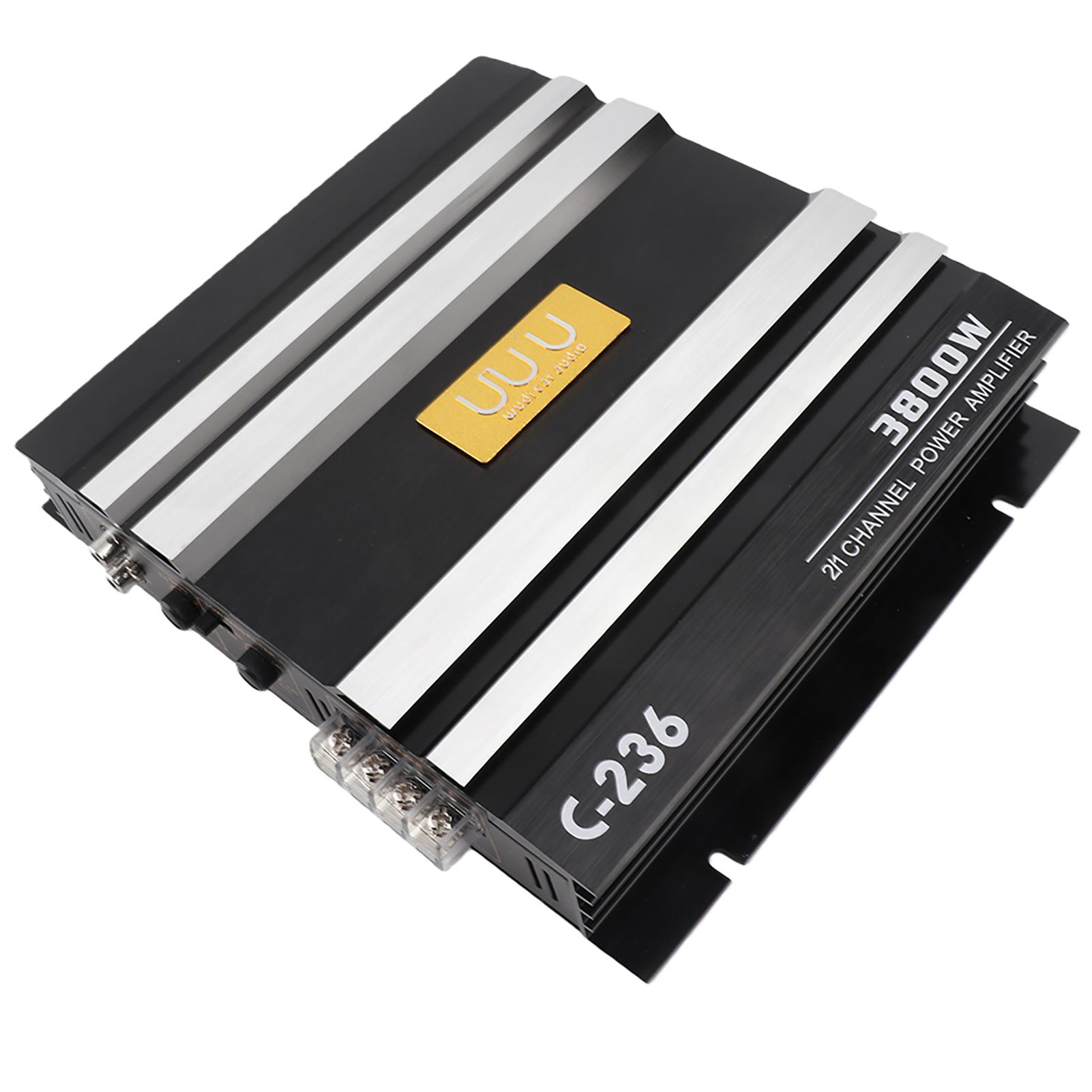 Car Stereo Amplifier Car   Amp 2 Channel Amplifier 3800W High Power Bridgeable with Bass Control Phase   Short Circuit   for   S