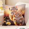 Couple Cat Print Decorative Pillowcase Bedroom Living Room Square Cushion Pillowcase