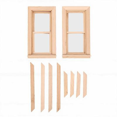 1:12 Scale Wooden Dollhouse Window Unpainted Realistic Furniture Miniature Sliding Window 2 Pack