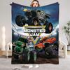 3D Monster Jam Monster Truck Cartoon Flannel Soft Throw Blanket Boys Bedroom Sofa Bed Warm Throw Blanket Picnic