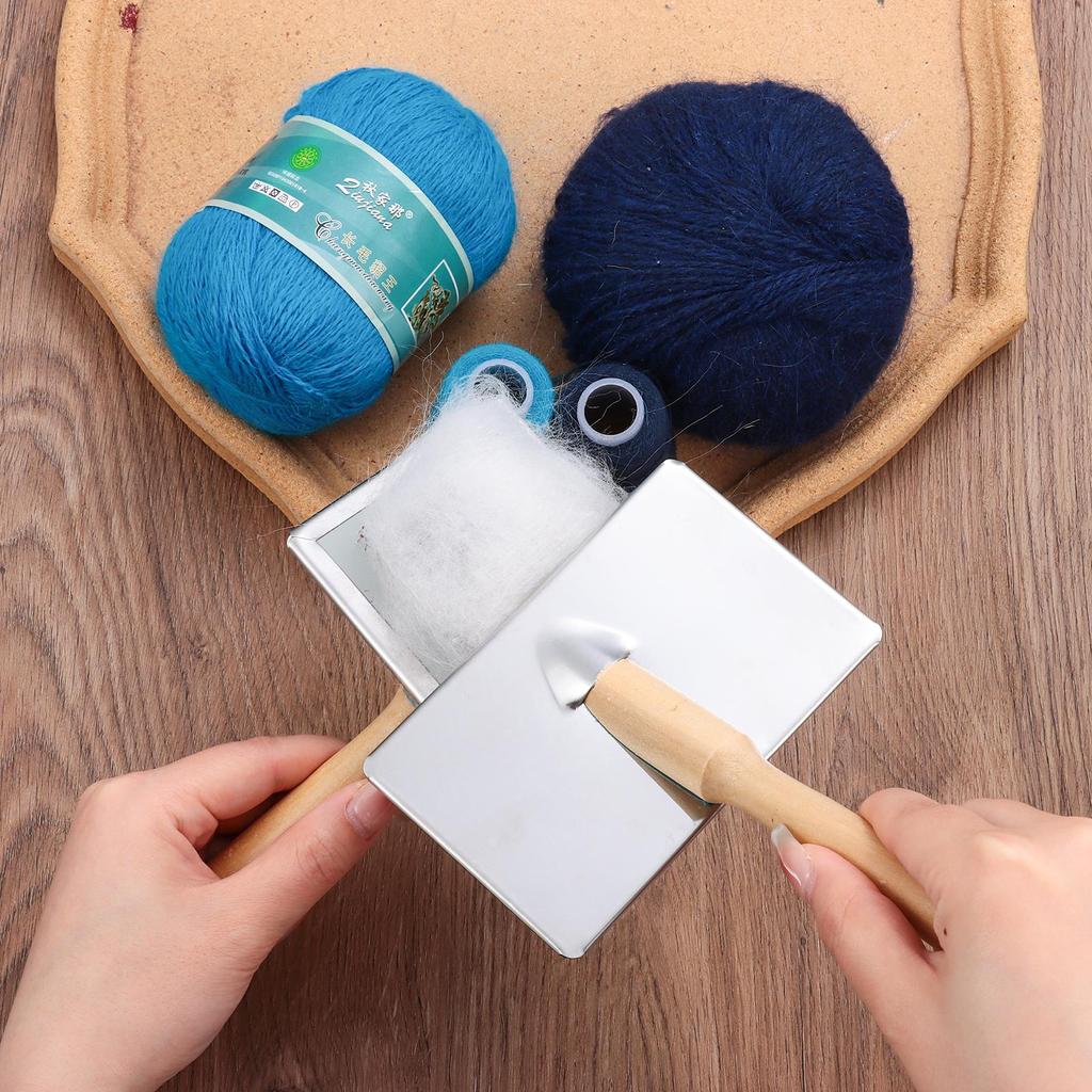 2pcs Wooden Handle Wool Carders Large Needle Felting Brush Lightweight Hand Carders  Felt Craft